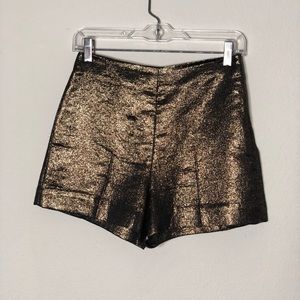 - DVF Gold shimmer high-waisted shorts